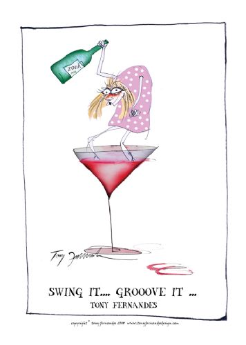 Swing it, Grooove It - fun cocktail party print by Tony Fernandes